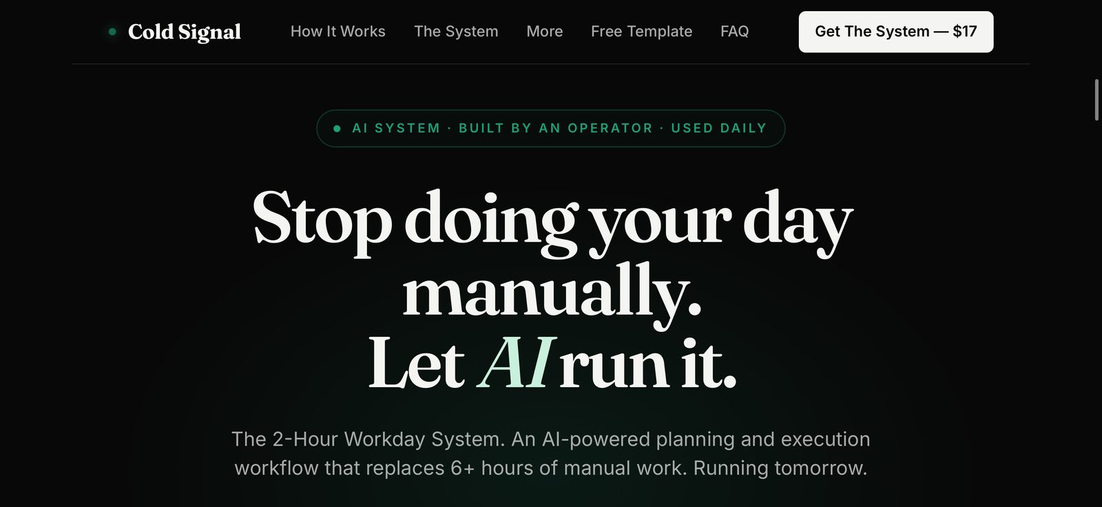 Cold Signal landing page